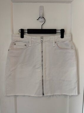 rag & bone Anna White Denim Skirt – Exposed Zip – Size 28